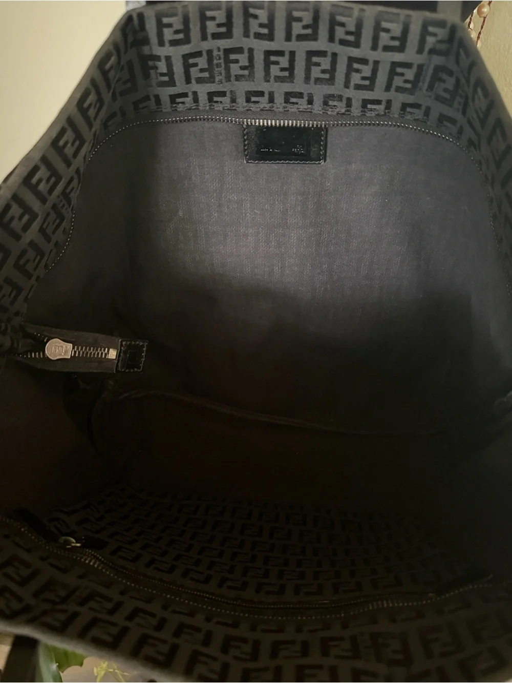 Fendi Black Jacquard Logo Tote